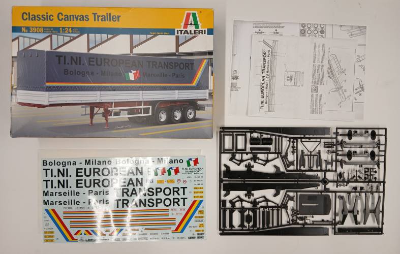 KINGKIT MODEL SCRAPYARD 1/24 ITALERI 3908 CLASSIC CANVAS TRAILER  INCOMPLETE 