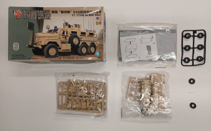 KINGKIT MODEL SCRAPYARD 1/72 PUZZLE MODEL 26701-2011 U.S. COUGAR 6X6 MRAP VHICLE  NO INSTRUCTIONS 