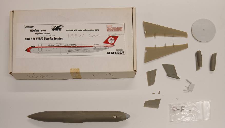 KINGKIT MODEL SCRAPYARD 1/144 WELSH MODELS SL292R BAC 1-11-518FG DAN AIR LONDON  STARTED   INCOMPLETE 