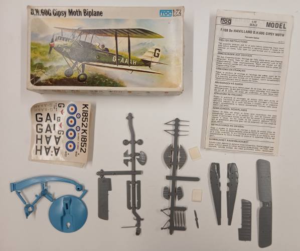 KINGKIT MODEL SCRAPYARD 1/72 FROG F169 DH60G GIPSY MOTH  MISSING PILOT   CRACKED DECALS 