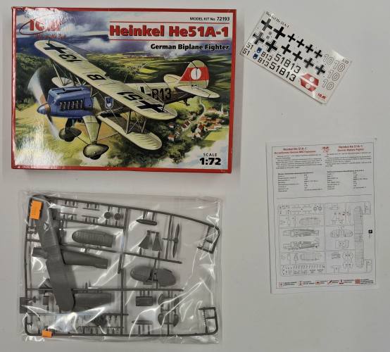 KINGKIT MODEL SCRAPYARD 1/72 ICM 72193 HEINKEL HE 51A-1 GERMAN BIPLANE FIGHTER  CRACKED DECALS 