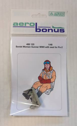 AIRES HOBBY MODELS 1/48 AERO BONUS 480155 SOVIET WOMAN GUNNER WWII WITH SEAT FOR PO-2