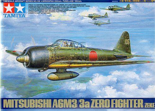 TAMIYA 1/48 61108 MITSUBISHI A6M3/3a ZERO FIGHTER  ZEKE 