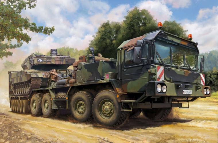 TRUMPETER MODELS 1/72 07196 GERMAN FAUN SLT-56 TRACTOR WITH 56T SEMI TRAILER