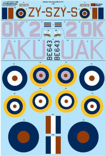 DISCOUNT DECALS 1/32 1769.  xtradecal 32062 HAWKER HURRICANE MK.IIC PT1