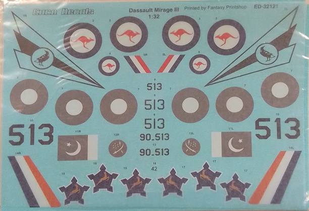 DISCOUNT DECALS 1/32 4549 EURO DECALS ED-32121 DASSAULT MIRAGE III