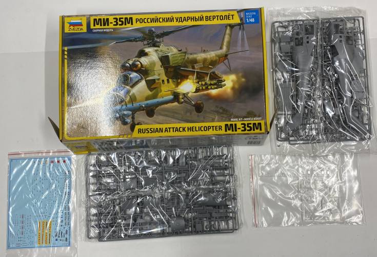 KINGKIT MODEL SCRAPYARD 1/48 ZVEZDA 4813 MI-35M RUSSIAN ATTACK HELICOPTER  NO INSTRUCTIONS 