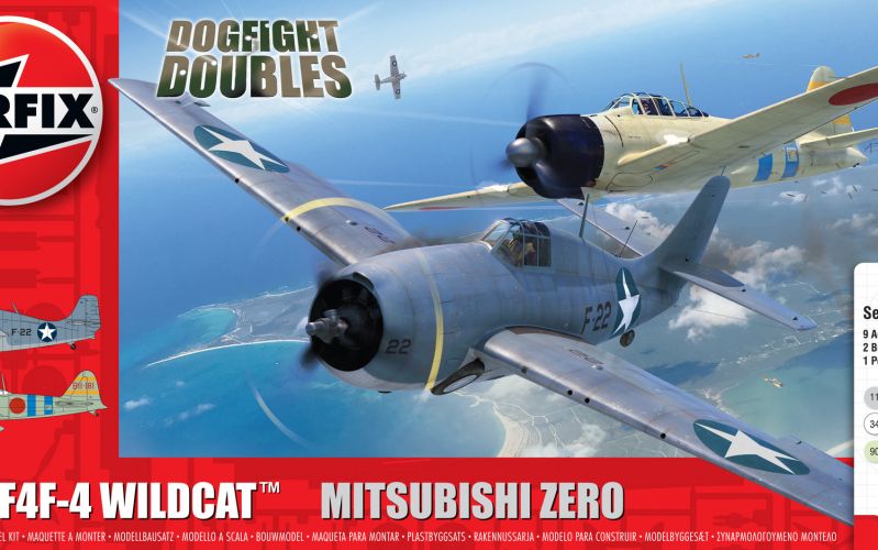 AIRFIX 1/72 50184 GRUMMAN F4F-4 WILDCAT   MITSUBISHI ZERO DOGFIGHT DOUBLE