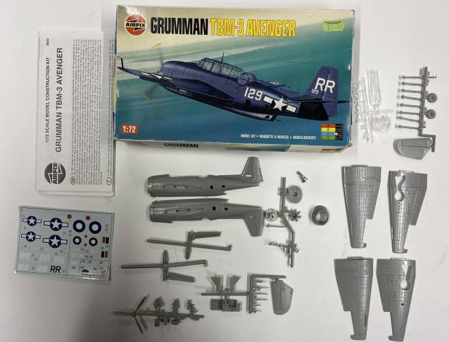 KINGKIT MODEL SCRAPYARD 1/72 AIRFIX 03033 GRUMMAN TBM-3 AVENGER  CRACKED DECALS   INCOMPLETE 
