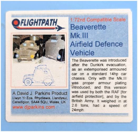 FLIGHTPATH 1/72 BEAVERETTE MK.III AIRFIELD DEFENCE VEHICLE