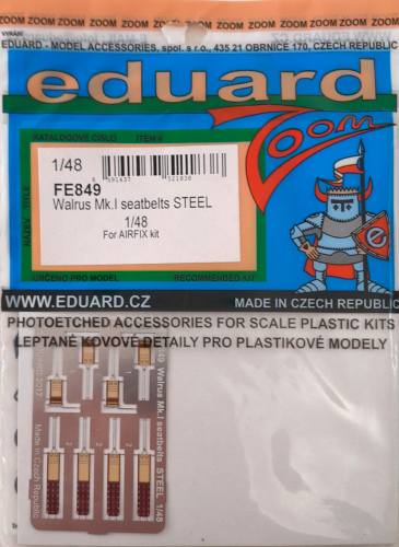 EDUARD 1/48 FE849 WALRUS MK.I SEATBELTS STEEL