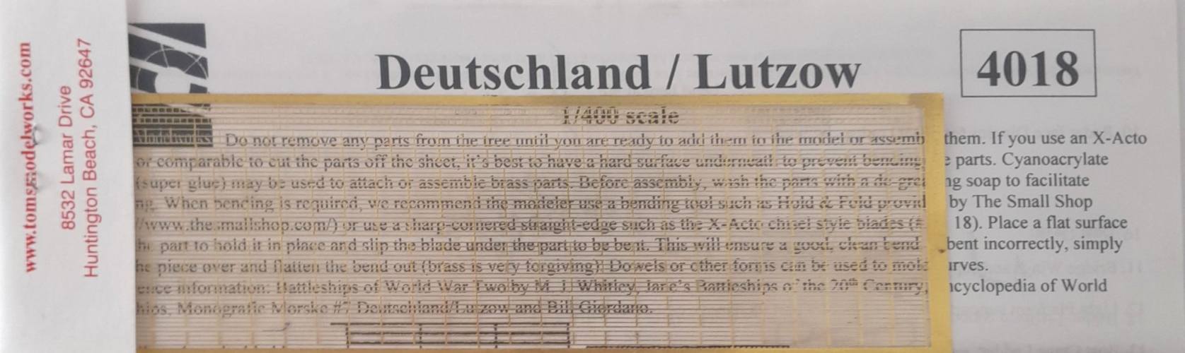 TOMS MODELWORKS 1/700 4018 DEUTSCHLAND / LUTZOW