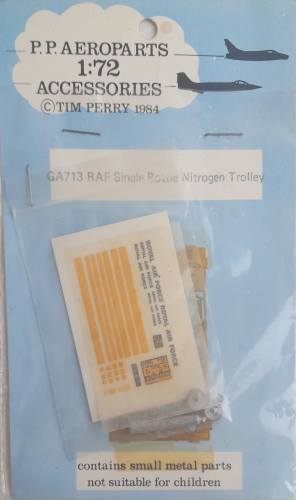 P.P.AEROPARTS 1/72 GA713 RAF SINGLE BOTTLE NITROGEN TROLLEY
