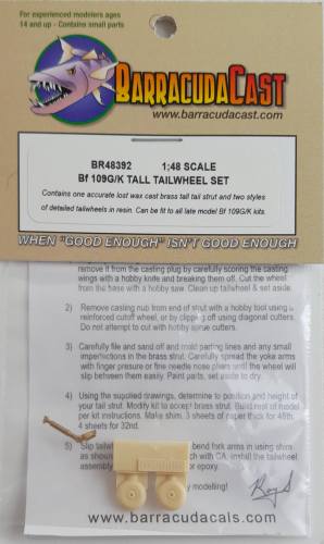 BARRACUDACAST 1/48 BR48392 BF 109G/K TALL TAILWHEEL SET