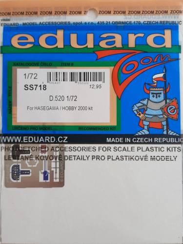 EDUARD 1/72 SS718 D.520 FOR HASEGAWA/ HOBBY 2000