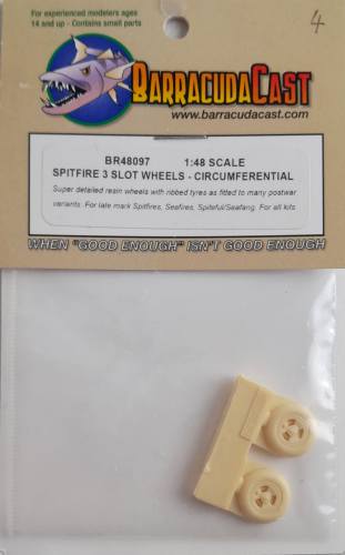BARRACUDACAST 1/48 BR48097 SPITFIRE 3 SLOT WHEELS - CIRCUMFERENTIAL 
