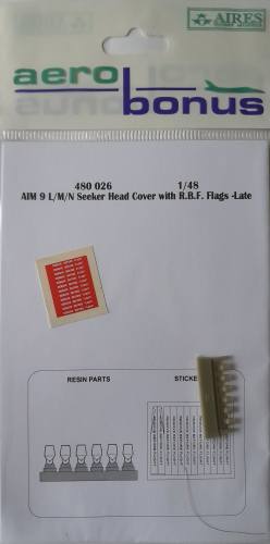 AIRES HOBBY MODELS 1/48 480 026 AIM 9 L/M/N SEEKER HEAD COVER WITH R.B.F. FLAGS -LATE