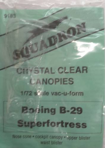 SQUADRON MODELS 1/72 9163 BOEING B-29 SUPERFORTRESS CRYSTAL CLEAR CANOPIES