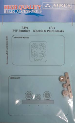 AIRES HOBBY MODELS 1/72 7291 F9F PANTHER WHEELS   PAINT MASKS