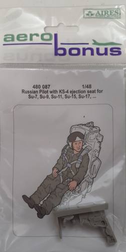 AIRES HOBBY MODELS 1/48 480 087 RUSSIAN PILOT WITH KS-4 EJECTION SEAT FOR SU-7 SU-9 SU-11 SU-15 SU-17
