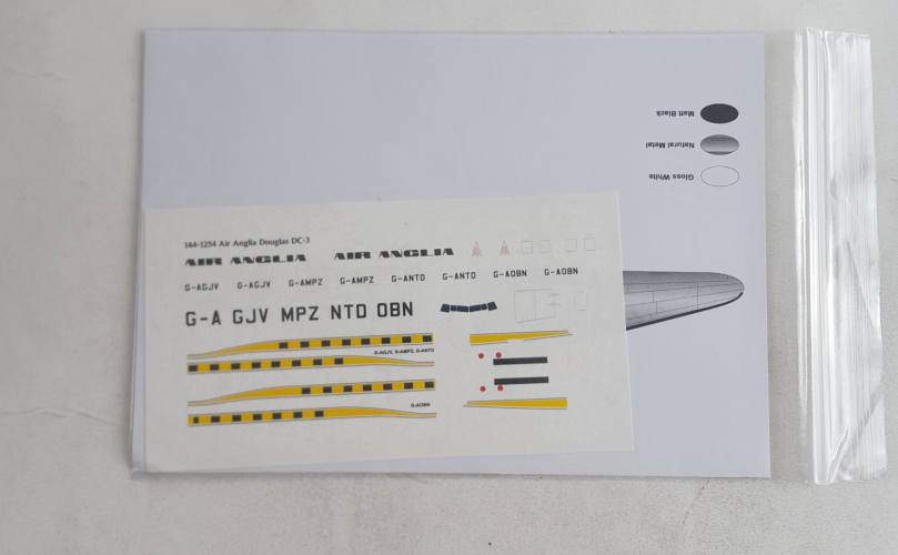 DISCOUNT DECALS 1/144 5537. 144-1254 AIR ANGLIA DOUGLAS DC-3 26 DECALS