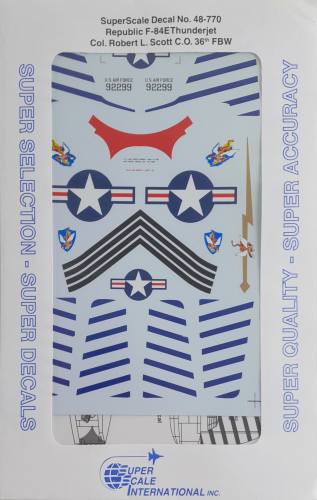 DISCOUNT DECALS 1/48 5538. 48-770 REPUBLIC F-84E THUNDERJET SUPERSCALE