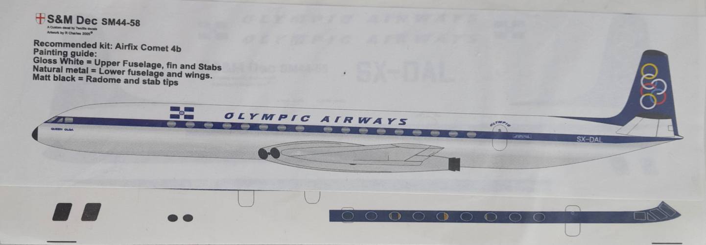 DISCOUNT DECALS  5551. SM44-58 OLYMPIC AIRWAYS DECAL S M DECALS