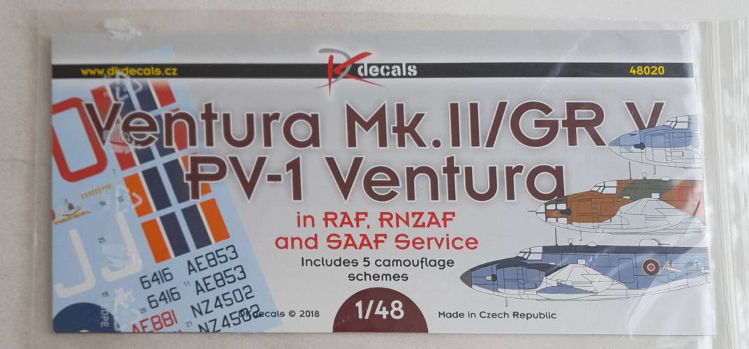 DISCOUNT DECALS 1/48 5596. 48020 VENTURA MK.II/GR V PV-1 VENTURA DK DECALS