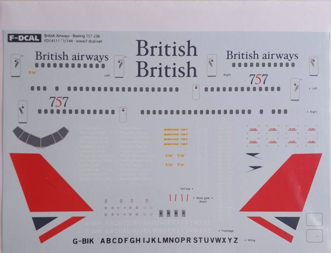 DISCOUNT DECALS 1/144 5618 FD14111 BRITISH AIRWAYS - BOEING 757-236 F-DCAL