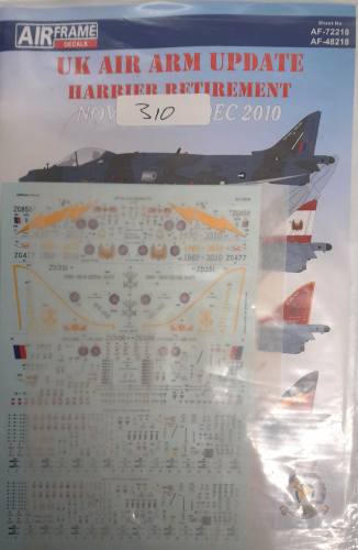 DISCOUNT DECALS  5627 AF-48218 UK AIR ARM UPDATE HARRIER RETIREMENT AIRFRAME DECALS