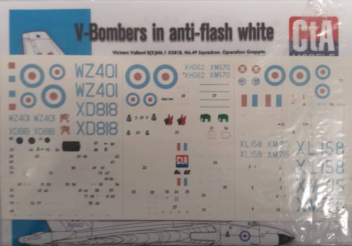 DISCOUNT DECALS  5646 CTA-02 V-BOMBERS IN ANTI-FLASH WHITE CTA MODELS