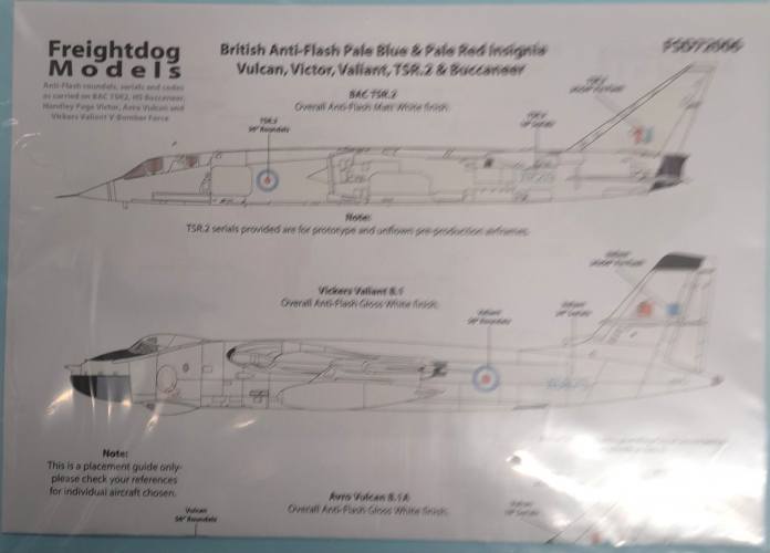 DISCOUNT DECALS  5648 P507206 BRITISH ANTI-FLASH PALE BLUE   PALE RED INSIGNIA VULCAN  VICTOR  VALIANT  TSR.2   BUCCANEER FREIGHTDOG MODELS
