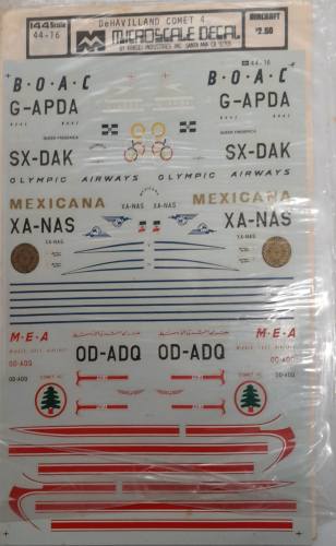 DISCOUNT DECALS 1/144 5678 44-16 DEHAVILLAND COMET 4 MICROSCALE