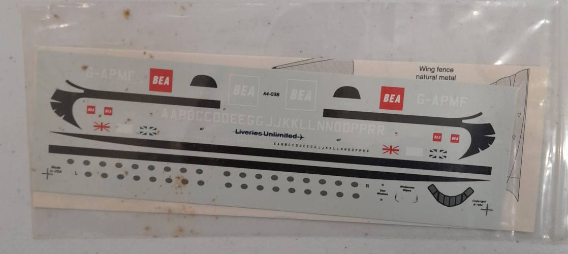 DISCOUNT DECALS  5679 A4-038 BEA DECAL SHEET LIVERIES UNLIMITED