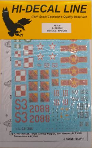 DISCOUNT DECALS 1/48 5686 48-036 IL-28 RTU BEAGLE / MASCOT HI-DECAL LINE