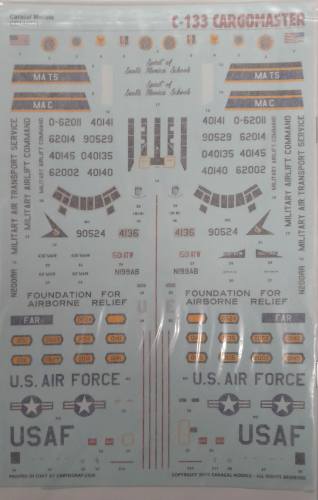 DISCOUNT DECALS 1/72 5703 CD72021 C-133 CARGOMASTER DECALS CARACAL MODELS