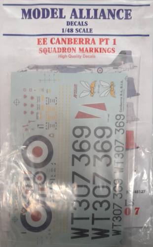 DISCOUNT DECALS 1/48 5704 MA-48127 EE CANBERRA PT 1 SQUADRON MARKINGS MODEL ALLIANCE