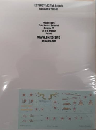 DISCOUNT DECALS 1/72 5706 ED72007 YAK ATTACK YAKOVLEV YAK-1B EXITO