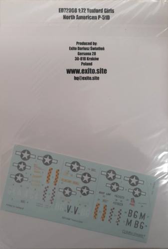 DISCOUNT DECALS 1/72 5709 ED72008 YOXFORD GIRLS NORTH AMERICAN P-51D EXITO