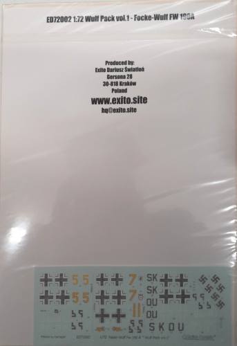 DISCOUNT DECALS 1/72 5710 ED72002 WULF PACK VOL.1 - FOCKE-WULF FW 190A EXITO
