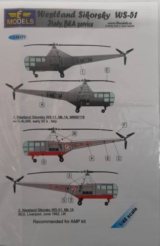 DISCOUNT DECALS 1/48 5782 C48177 WESTLAND SIKORSKY WS-51 LF MODELS