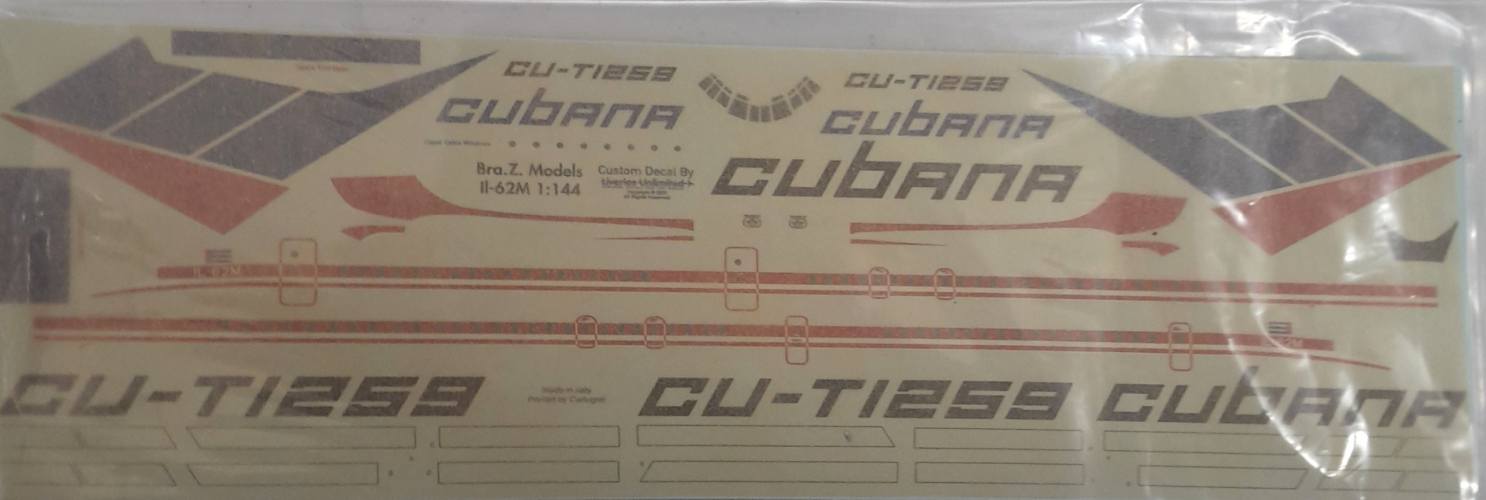 DISCOUNT DECALS 1/144 5784 BRAZ MODELS CU-T1258 CUBANA II-62M DECAL 