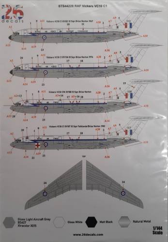 DISCOUNT DECALS 1/144 5785 STS44229 RAF VICKERS VC10 C1 26 DECALS