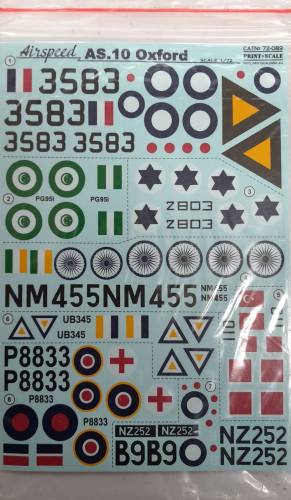 DISCOUNT DECALS 1/72 5789 72-089 AIRSPEED AS.10 OXFORD PRINT SCALE