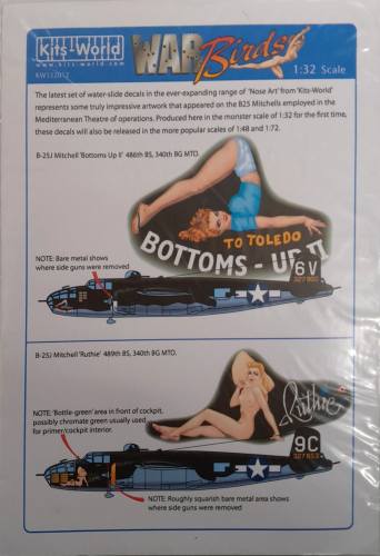 DISCOUNT DECALS 1/32 5791 KW132012 B-25J MITCHELL  BOTTOMS UP II  AND  RUTHIE  KITS-WORLD