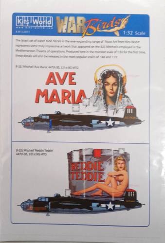 DISCOUNT DECALS 1/32 5792 KW132011 B-25J MITCHELL  AVE MARIA  AND  REDDIE TEDDIE  KITS WORLD