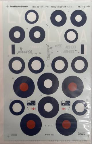 DISCOUNT DECALS  5797 48-341 B BEAUFIGHER  WHISPERING DEATH PART 2 AEROMASTER DECALS
