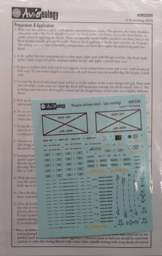 DISCOUNT DECALS 1/32 5803 AOD32S05 MOSQUITO AIRFRAME STENCIL / DATA MARKINGS AVIOLOGY