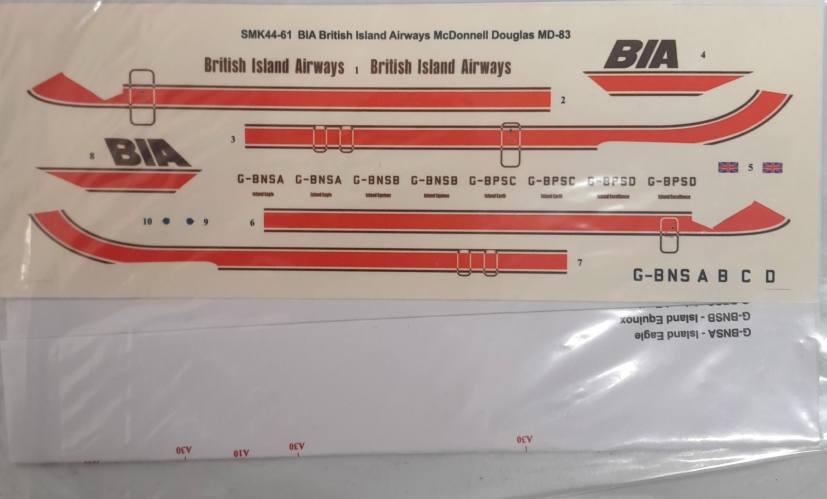 DISCOUNT DECALS  5829 SMK44-61 BIA BRITISH ISLAND AIRWAYS MCDONNELL DOUGLAS MD-83