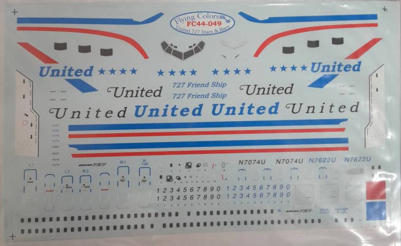 DISCOUNT DECALS  5837 FC44-049 UNITED 727 STARS   BARS Flying Colors